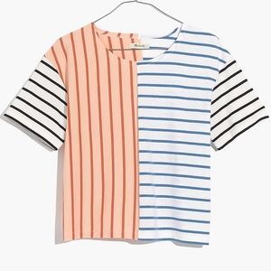 EUC 🔥 MADEWELL Easy Crop Tee in Stripe Mix